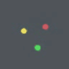 Animation: a generated video of three bodies orbiting